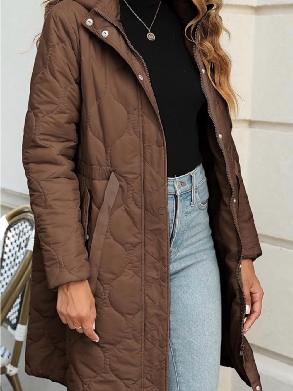 Amazon Xuliku Women's Brown Quilted Hooded Puffer Coat S fits M